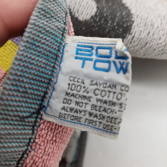 Vintage Cecil Saydah Body Beach Towel Panda Bears Pastels Hearts 55”X25” Cotton - Picture 10 of 12